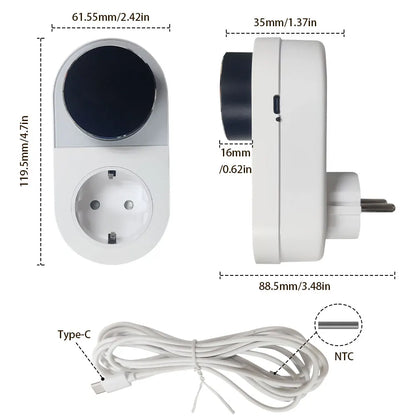 Purilite Select Smart WiFi Thermostat Plug | LED Display | App Control | Programmable Temperature Controller Socket | 16A Smart Heating & Cooling Plug