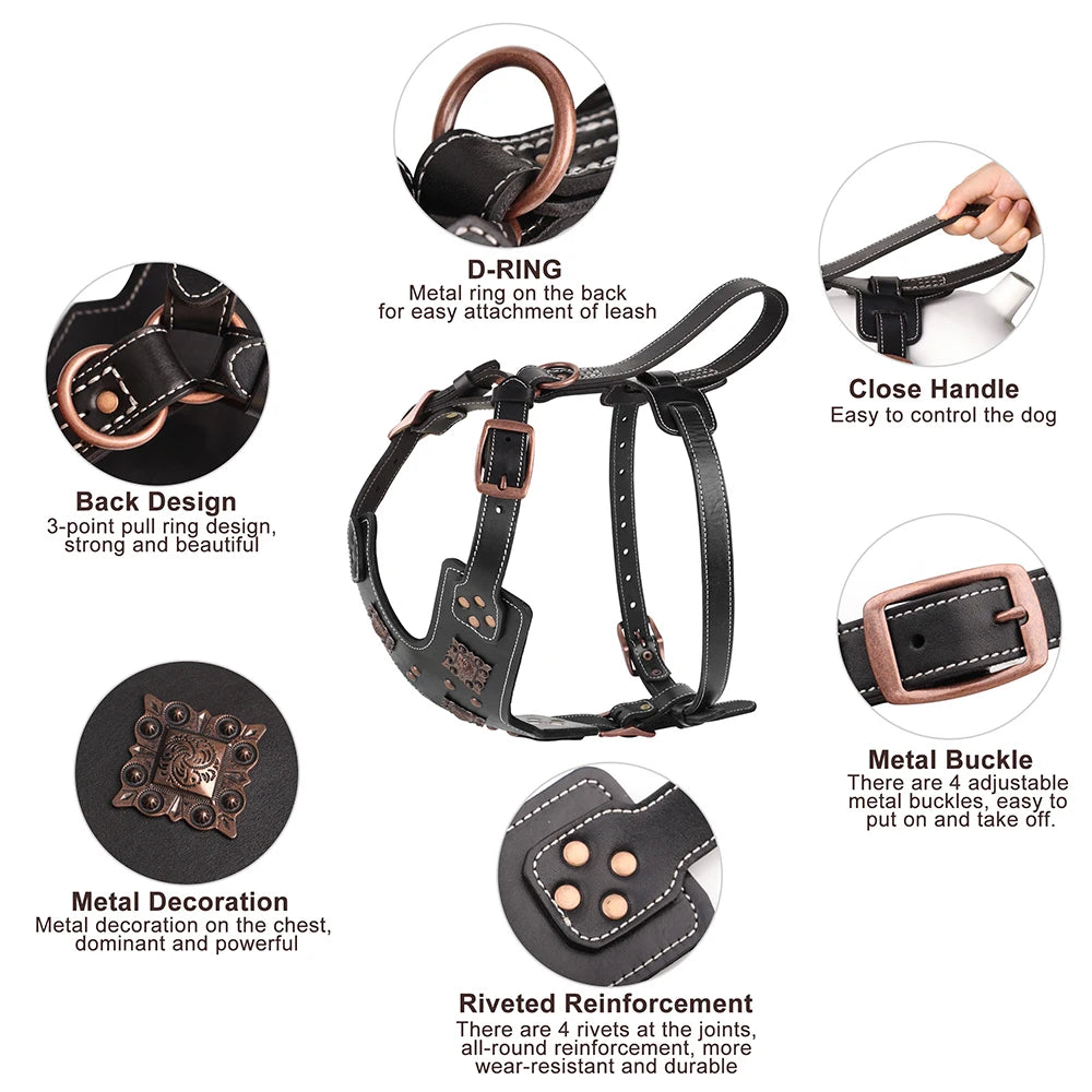 Purilite Select Genuine Leather Dog Harness