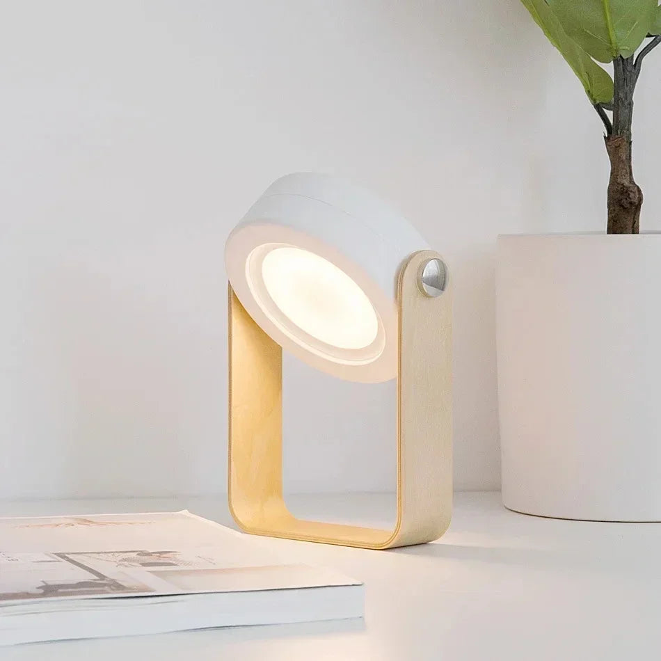 Purilite Select Telescopic Folding LED Touch Night Lamp with Wooden Handle Portable Rechargeable Table Lantern