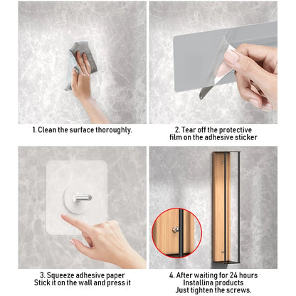 Purilite Select Wooden Board Wall-Mounted Metal Towel Rack