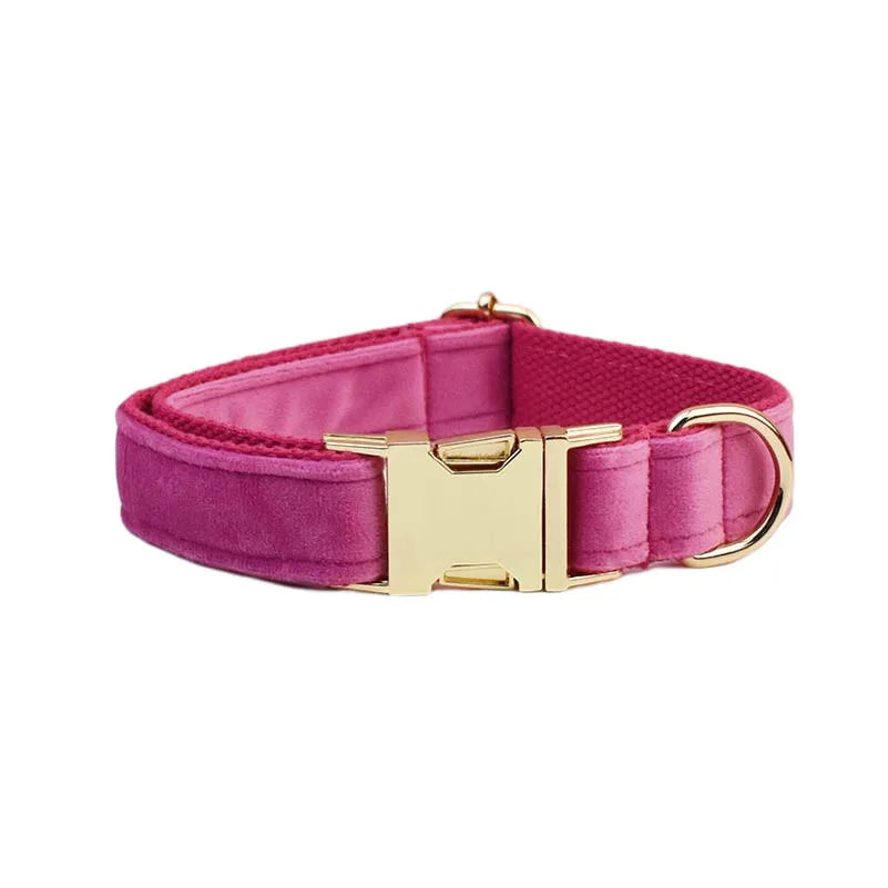 Purilite Select Rose Red Velvet Dog Collar & Leash Set