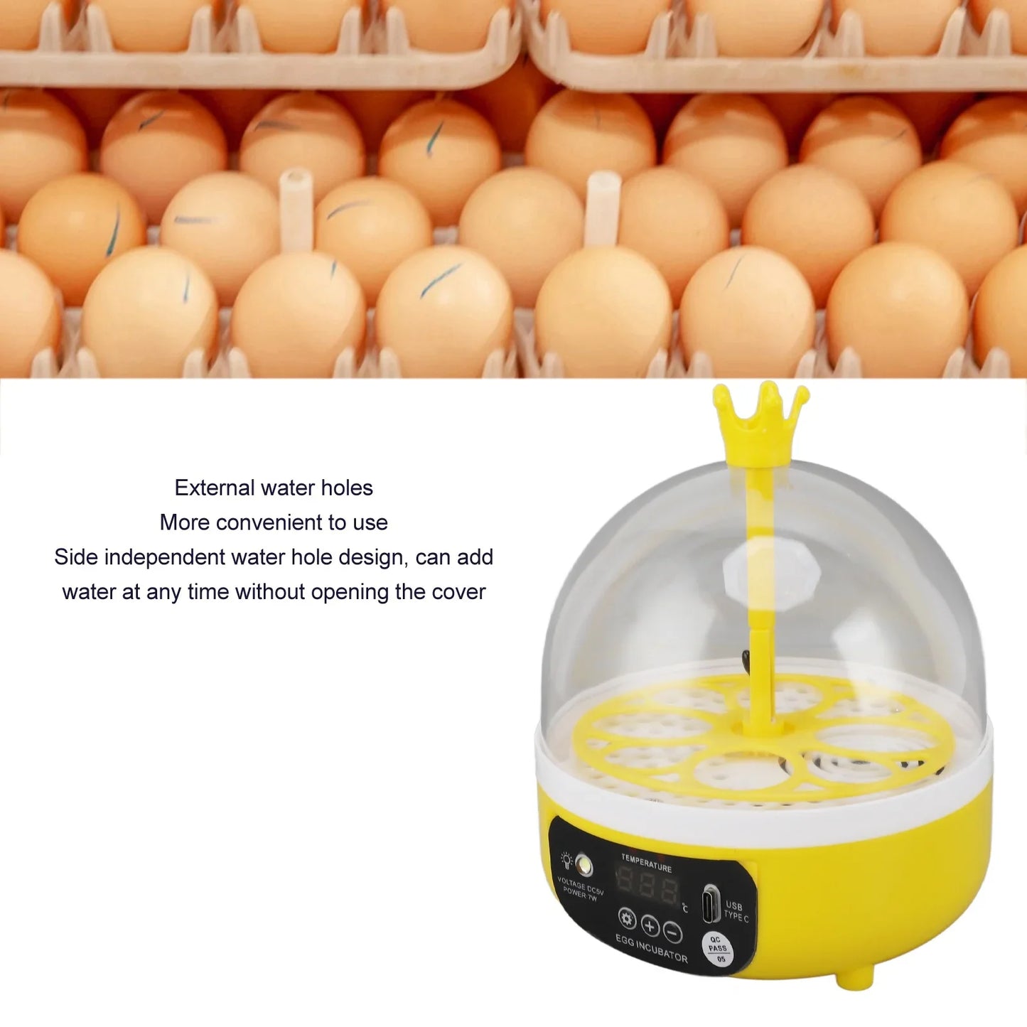 Purilite Select Mini Egg Incubator | Automatic Temperature & Humidity Control | 4-Egg Poultry Hatching Machine for Home Use