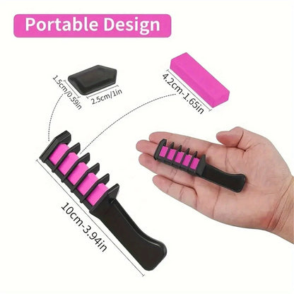 Purilite Select | Temporary Hair Dye Chalk Comb Set 10 Colors | Washable Hair Coloring Kit | Portable Styling Tool