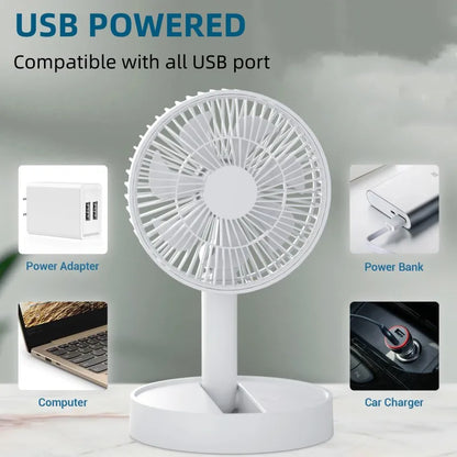 Purilite Select USB Foldable Mini Fan | 4 Speed Portable Table Fan | Battery Operated with Timer for Indoor & Outdoor Use