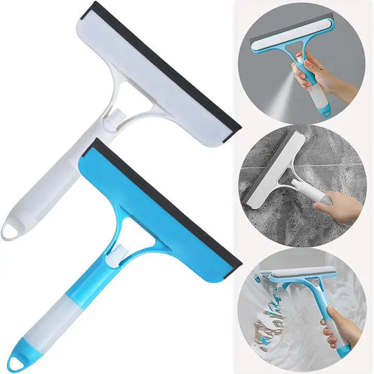 Purilite Select 3-in-1 Window Cleaning Squeegee Multi-Function Glass Mirror Wiper with Spray Bottle and Microfiber Scrub Household Car Cleaner Tool