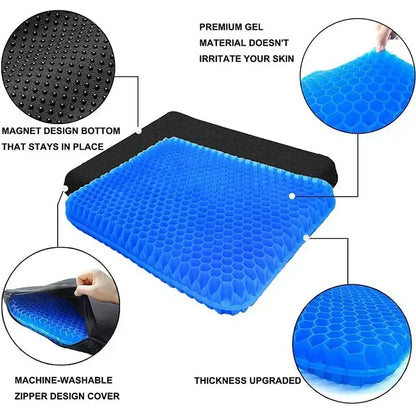 Purilite Select Gel Seat Cushion | Double Thick Egg Gel Chair Cushion | Breathable Office, Car & Wheelchair Pad | Pressure Relief Soft Seat Cushion