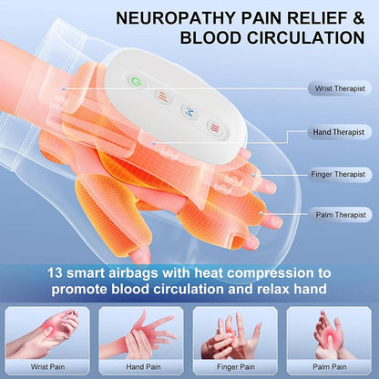 Purilite Select Wireless Electric Hand Massager | Hot Compress Air Compression Palm & Finger Therapy