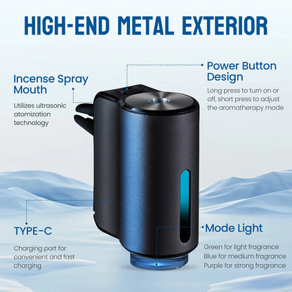 Purilite Select Electric Auto Aroma Diffuser – Car Air Vent Essential Oil Mist Freshener & Aromatherapy