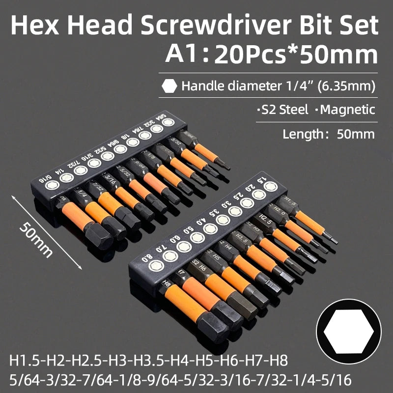 Purilite Select Hex Head Allen Wrench Screwdriver Bit Set
