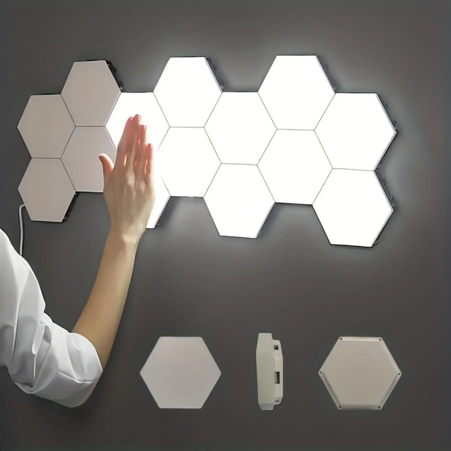 Purilite Select | Hexagon Touch LED Wall Light 6-Pack | Dimmable Night Light | Modern Wall Decor Lighting