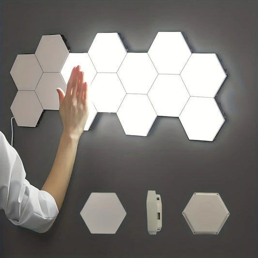 Purilite Select | Hexagon Touch LED Wall Light 6-Pack | Dimmable Night Light | Modern Wall Decor Lighting
