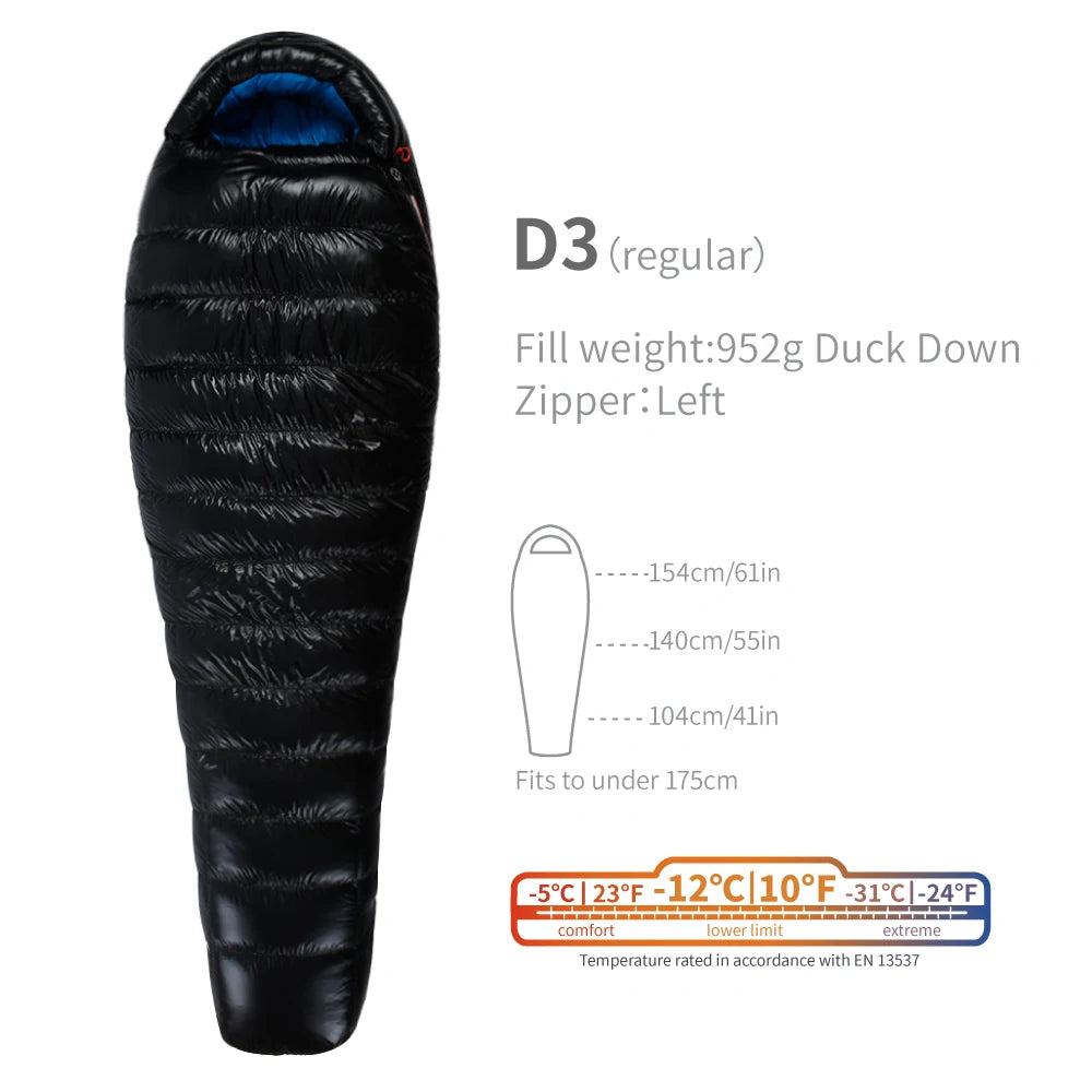 Purilite Select Lightweight Duck Down Winter Sleeping Bag | Compact Backpacking & Camping Mummy Sleeping Bag