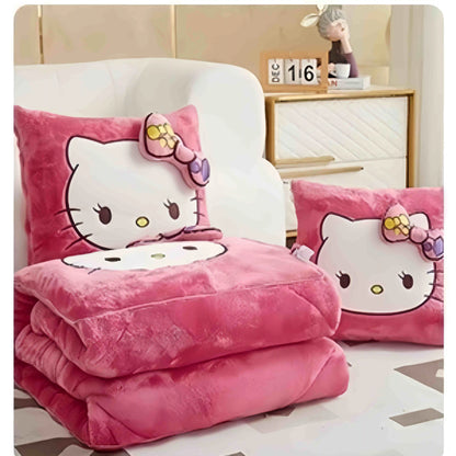 Purilite Select | Hello Kitty Throw Pillow Blanket | Two-in-One Kawaii Flannel Nap Blanket | Kids & Bedroom Decor Gift