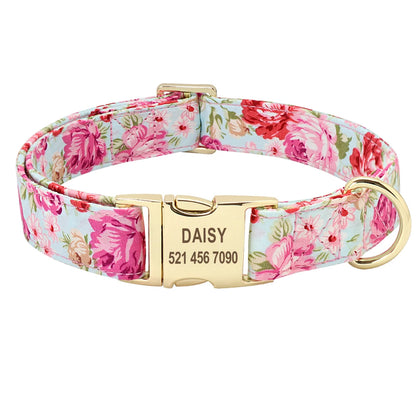 Purilite Select Personalized Floral Dog Collar and Leash Set