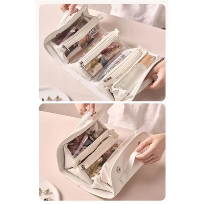 Purilite Select Travel Toiletry Bag | PU Leather Roll-Up Cosmetic Organizer | Hanging Makeup Bag with Detachable Compartments