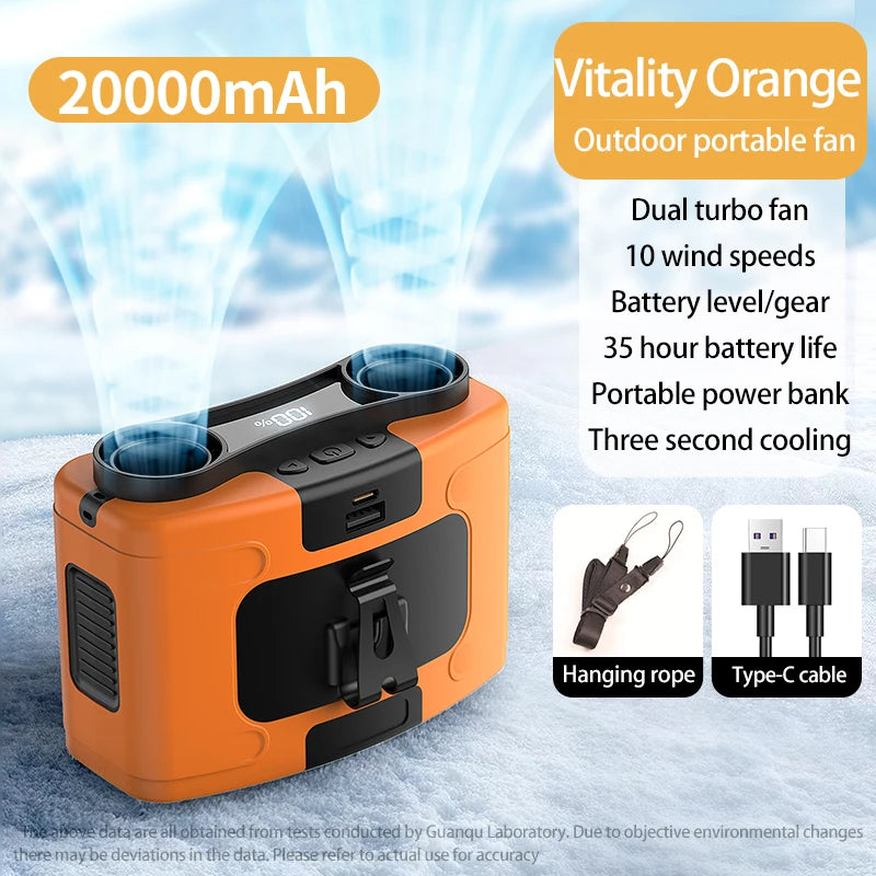 Purilite Select 20000mAh Outdoor Portable Waist & Hanging Neck Fan