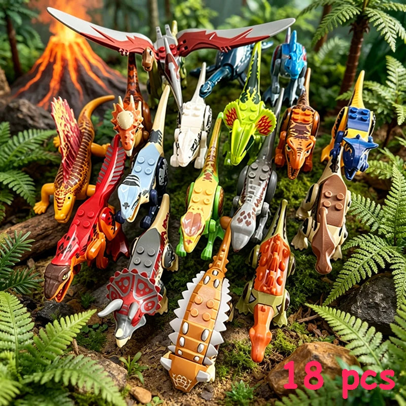 Purilite Select Jurassic Dinosaur Building Blocks Set | Mini Dinosaur Figures | Educational Construction Toy | Creative STEM Gift for Kids