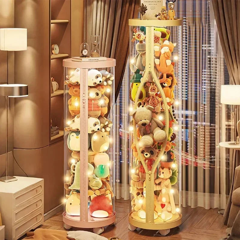 Purilite Select Transparent Doll Storage Box | Plush Toy Organizer | Zipper Storage Tube | Kids Toy Organization Bin