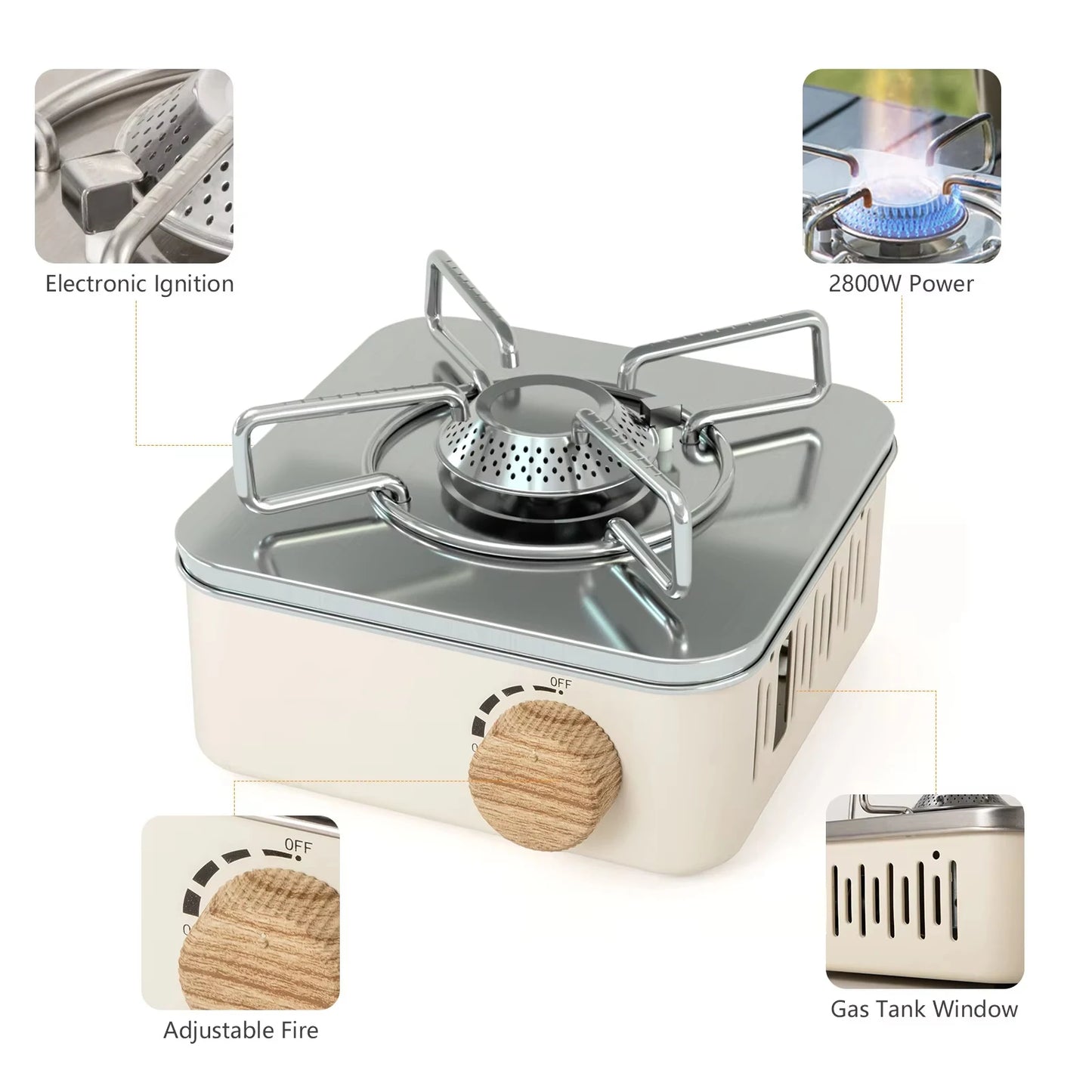 Purilite Select Portable Gas Stove | 2800W High Firepower Camping Burner | Electronic Ignition Cassette Furnace for Outdoor Cooking