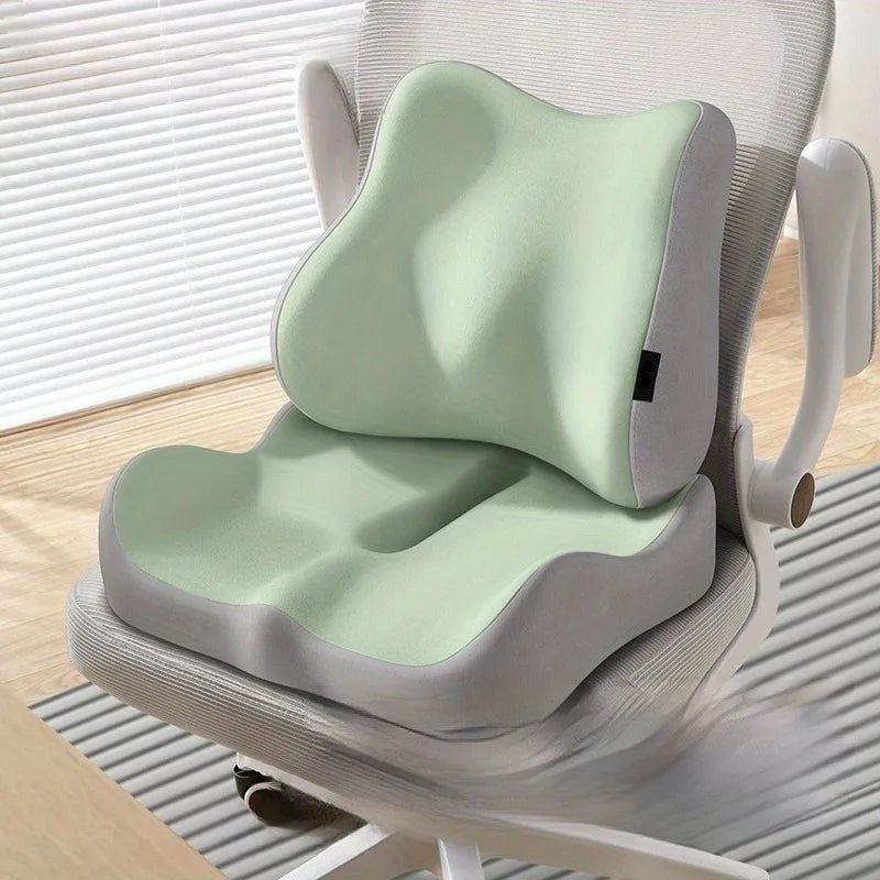 Purilite Select Ergonomic Lumbar Support Cushion Set | 2 Piece Memory Foam Seat and Back Cushion | Comfort Support for Car and Office Chair