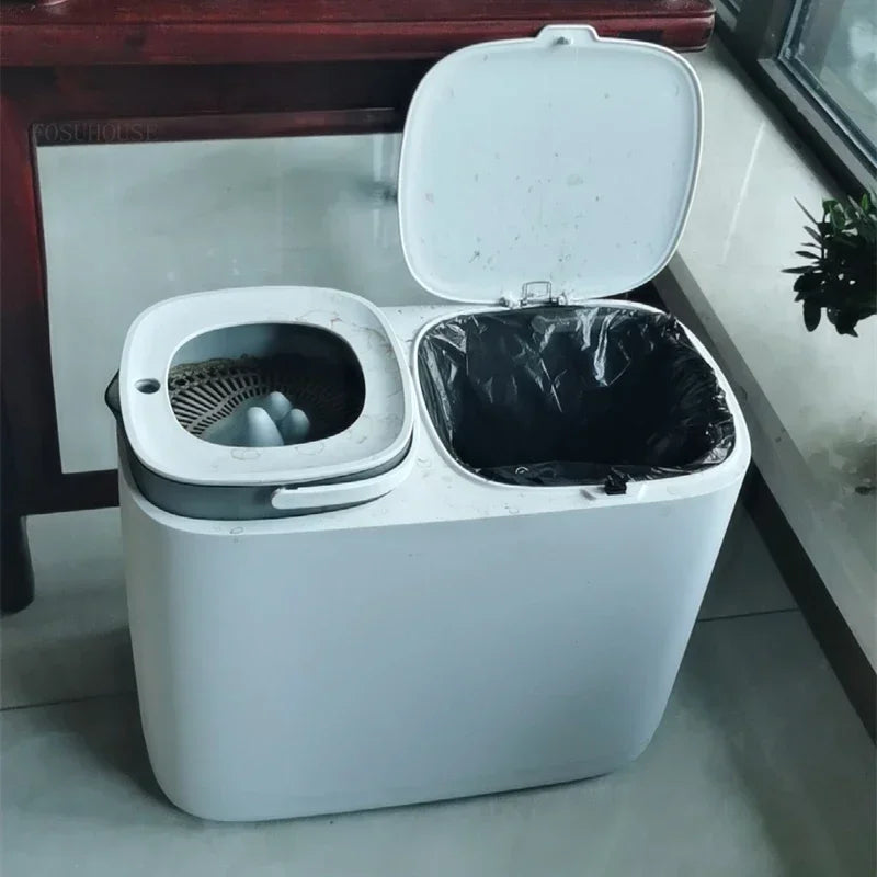 Purilite Select Dry and Wet Separation Tea Waste Bin Dual Compartment Household Trash Can