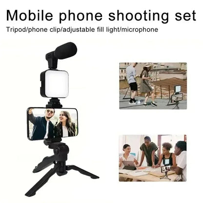 Purilite Select Smartphone Vlogging Kit with Tripod, Phone Holder, Mini Microphone and LED Fill Light – Complete Video Recording Starter Set