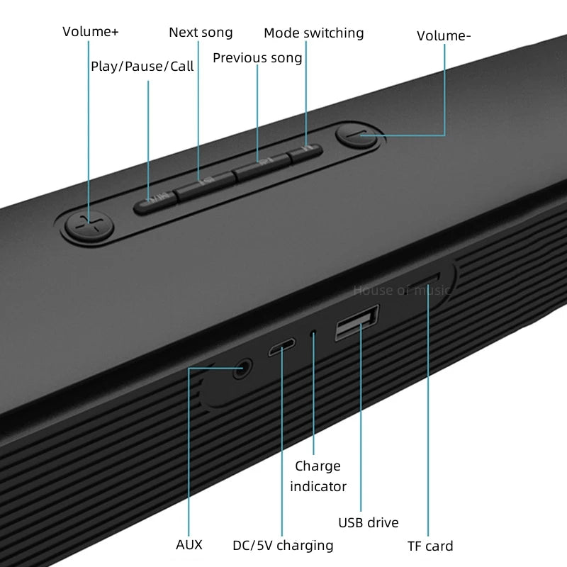 TV Soundbar – Wired & Wireless Portable Bluetooth Speaker