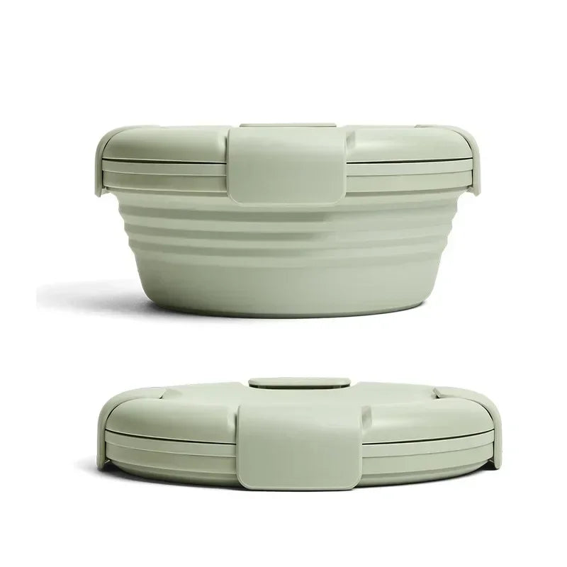 Purilite Select Silicone Folding Lunch Box Set of 3 Portable Collapsible Bowls 1100ml Leak-Resistant Food Storage Containers with Lids