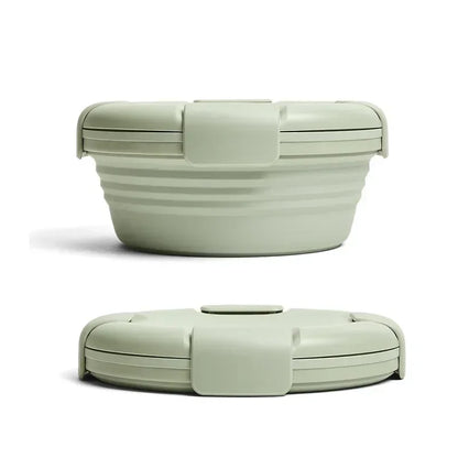 Purilite Select Silicone Folding Lunch Box Set of 3 Portable Collapsible Bowls 1100ml Leak-Resistant Food Storage Containers with Lids