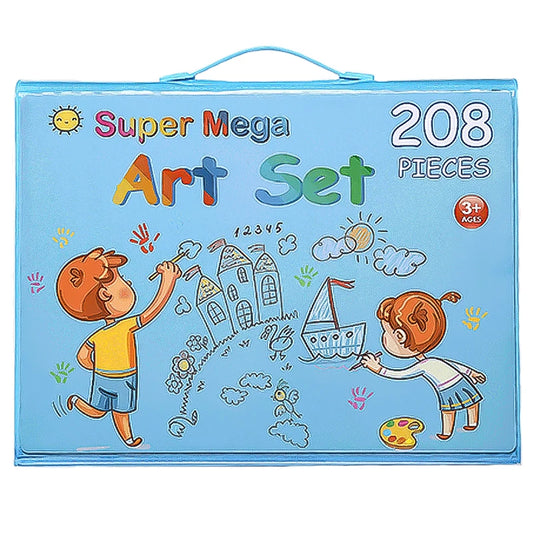 Purilite Select 208-Piece Kids’ Art Set with Easel, Colored Pencils, Watercolor Pens & Sketch Book – Complete Creative Painting Kit for Young Artists
