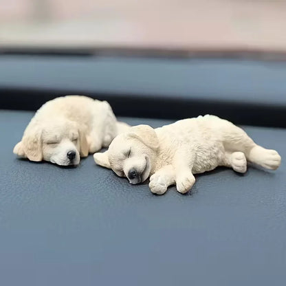 Purilite Select Sleeping Dog Figurine Decoration Set of 3 Realistic Golden Retriever and Labrador Desktop Car Dashboard Display Ornaments