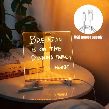 Purilite Select Light Up Acrylic Message Board with Rewritable LED Note Display and 7 Color Pens for Home, Office, and Kids Room