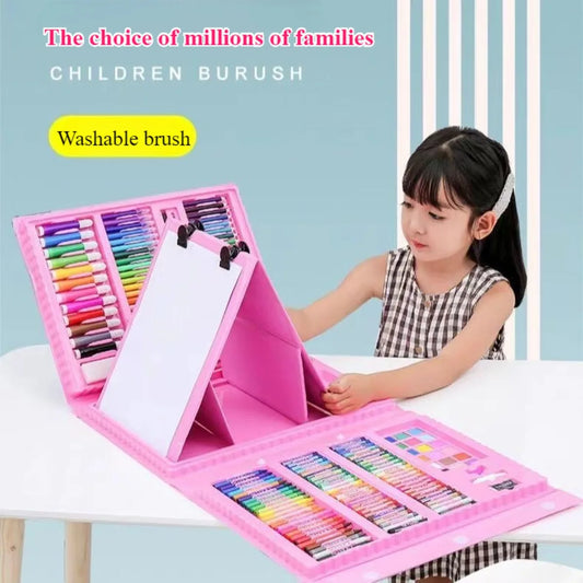 Purilite Select 208-Piece Kids’ Art Set with Easel, Colored Pencils, Watercolor Pens & Sketch Book – Complete Creative Painting Kit for Young Artists