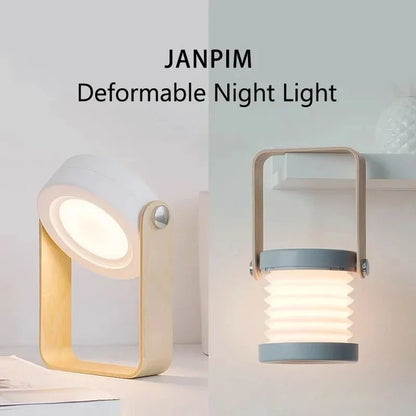 Purilite Select Telescopic Folding LED Touch Night Lamp with Wooden Handle Portable Rechargeable Table Lantern