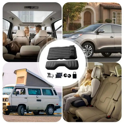 Purilite Select Car Inflatable Bed Air Cushion | Portable Travel Sleeping Mattress with Flocking Fabric | Vehicle Back Seat Comfort Bed
