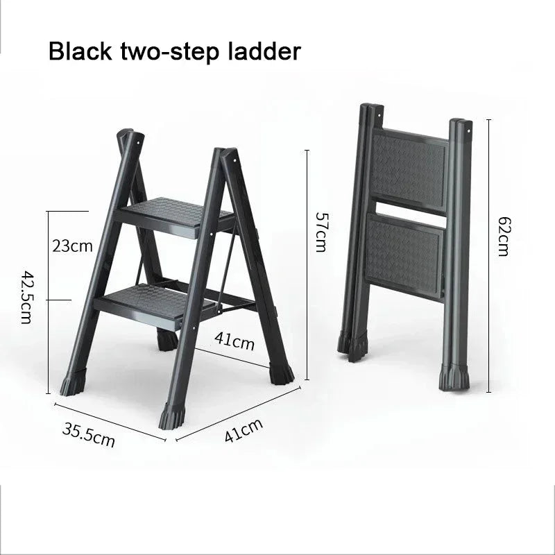 Purilite Select Folding Lightweight Step Ladder | Portable Kitchen Step Stool | Anti-Slip Pedal Ladder for Adults | Multi-Functional Closet Stool