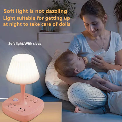 Purilite Select Multi-Functional Desk Table Lamp with Dual USB Charging Ports, Three AC Outlets and Phone Holder