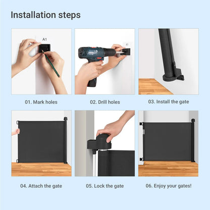 Purilite Select Retractable Baby Gate | 33" Tall x 70.8" Wide Mesh Safety Gate | Child & Pet Safety Barrier for Stairs and Doorways