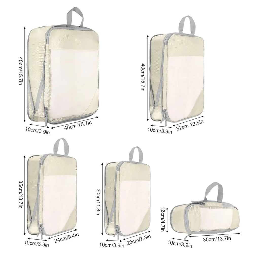 Purilite Select 5‑PCS Compressible Travel Packing Cubes Set