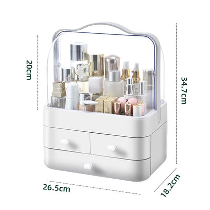 Purilite Select 1PC Cosmetics Receiving Box Dust-Proof Desktop Makeup Organizer with Drawer | Skin Care Products Storage Box | Household Cosmetic Shelf | PP+PS Material