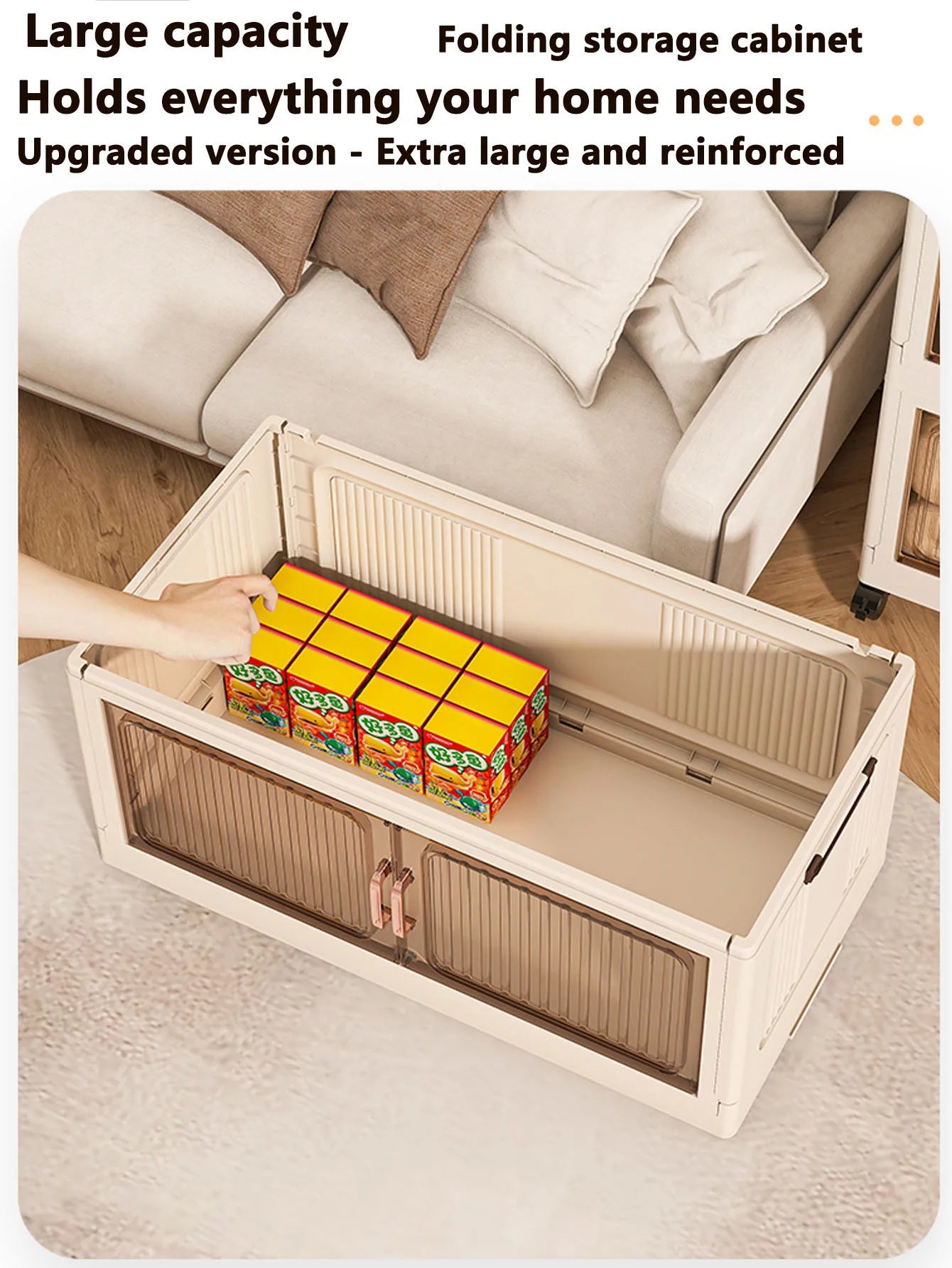 Purilite Select Large Capacity Foldable Storage Box | Clothes Quilt Toy Organizer | Multi-Layer PP Plastic Storage Cabinet | Home Space Saving Solution