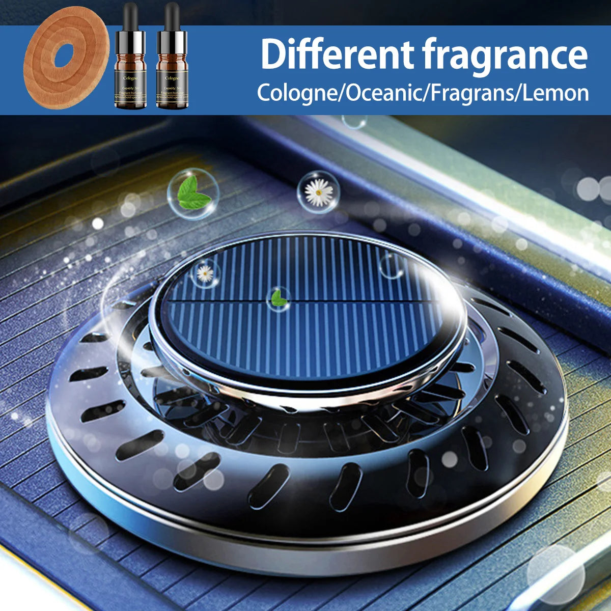 Purilite Select Solar Rotation Car Air Freshener – Automatic Perfume & Essential Oil Diffuser