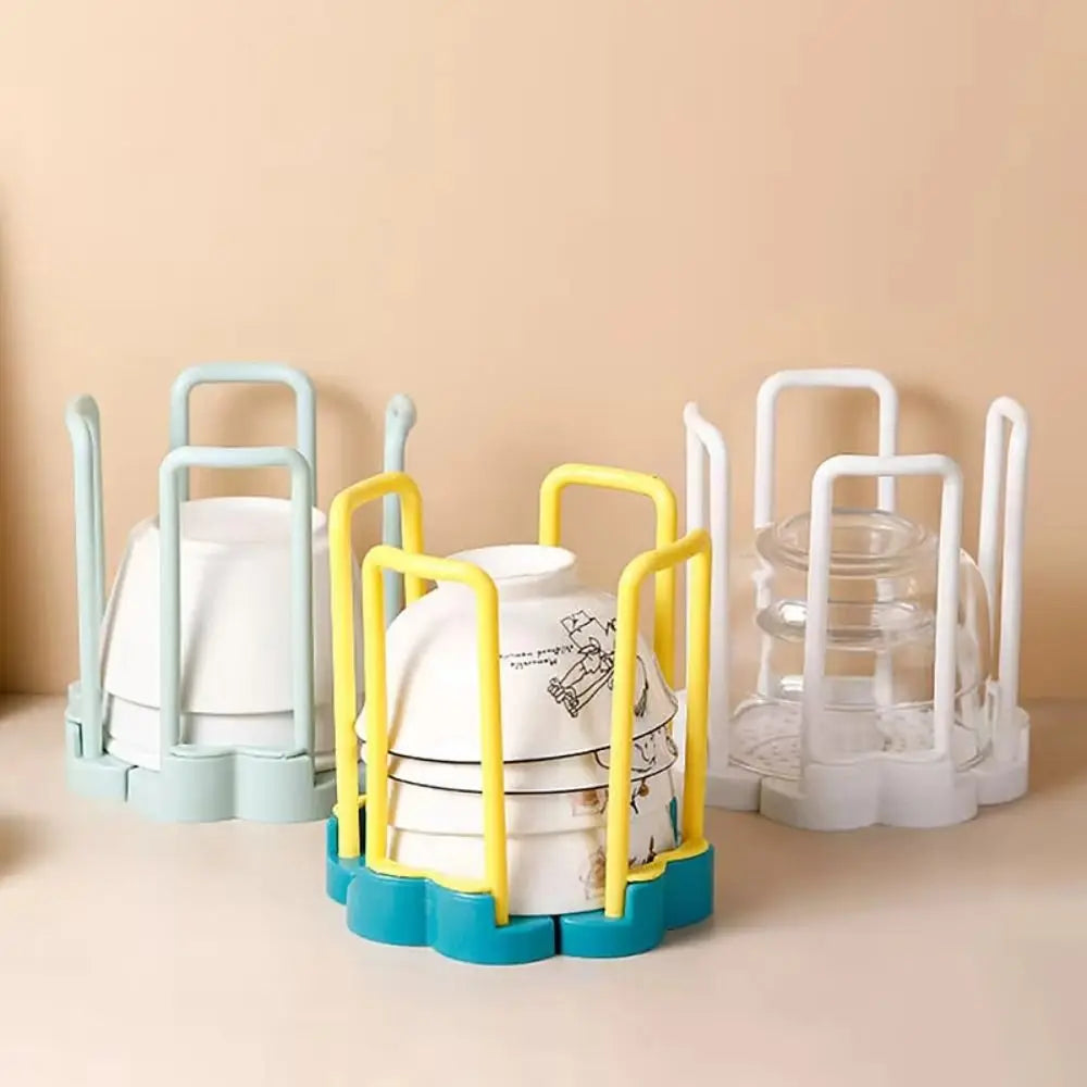 Purilite Select Retractable Bowl Holder Kitchen Organizer | Drainable Cabinet Dish Rack | Space-Saving Storage | Removable Water Cup Holder | PP Plastic Kitchen Accessory