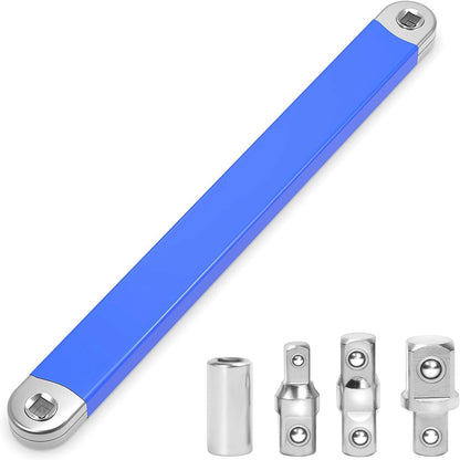 Purilite Select Compact Offset Extension Wrench with 4 Adapters | Dual-Purpose Impact Socket Ratchet Wrench | Automotive Hand Tool