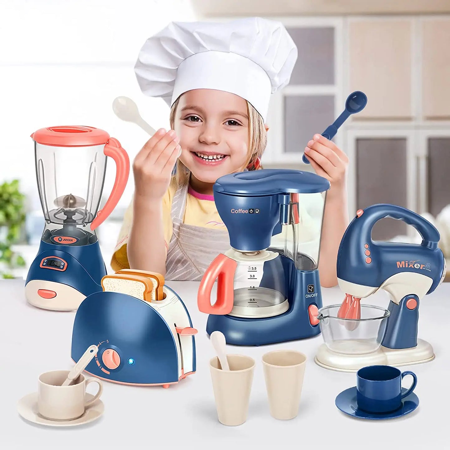 Purilite Select Kids Kitchen Play Appliance Set – Pretend Play Washing Machine, Oven, Microwave & Bread Maker Toy Set