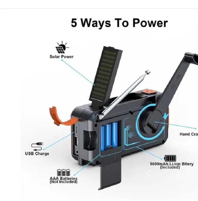Purilite Select DAB+ Portable Hand Crank Solar Emergency Radio with Bluetooth