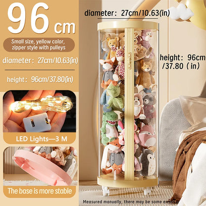 Purilite Select Transparent Doll Storage Box | Plush Toy Organizer | Zipper Storage Tube | Kids Toy Organization Bin