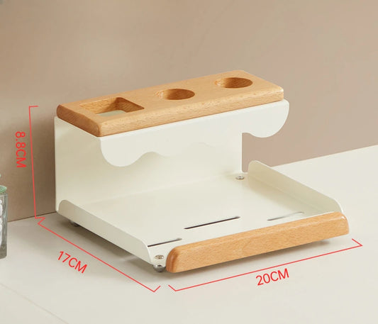 Purilite Select | Walnut Electric Toothbrush Holder | Bathroom Vanity Tooth Cup & Organizer