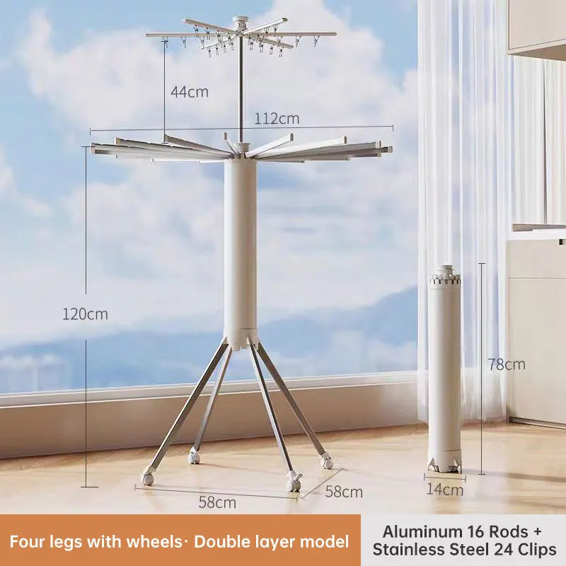 Purilite Select Octopus Drying Rack | Balcony & Household Folding Floor Pole | Indoor Portable Clothes Hanging Rack | Quilt Drying Floor Rack