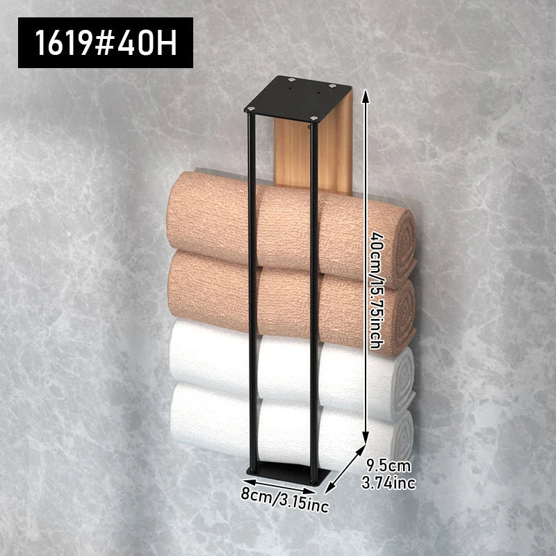 Purilite Select Wooden Board Wall-Mounted Metal Towel Rack